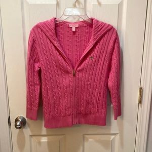 Lily Pulitzer Pink cable knit zip hoodie